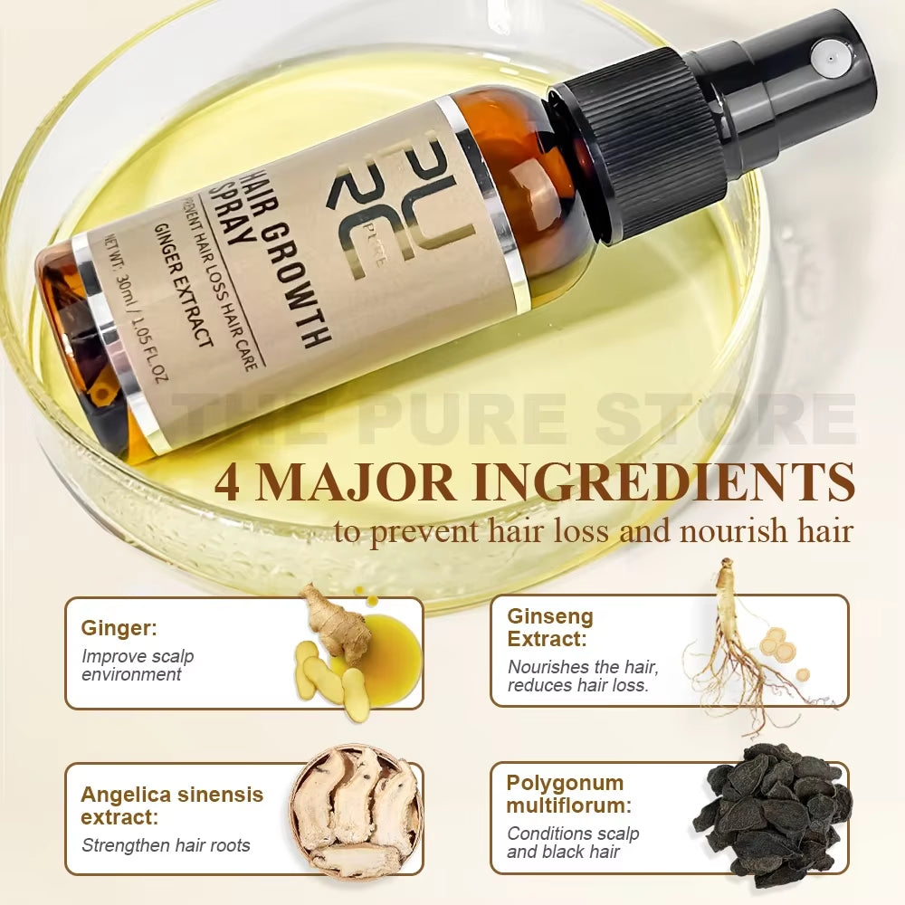 Ginger Hair Spray Root Strengthening Oil Nourishing & Repairing Serum Hair Care Products Set for Men Women