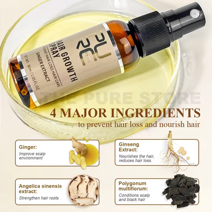 Ginger Hair Spray Root Strengthening Oil Nourishing & Repairing Serum Hair Care Products Set for Men Women